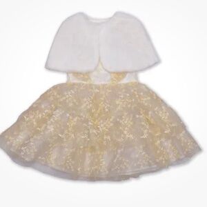 Wonder Nation Girls Gold Metallic Special Occasion Dress W/Shrug Size 8 NEW